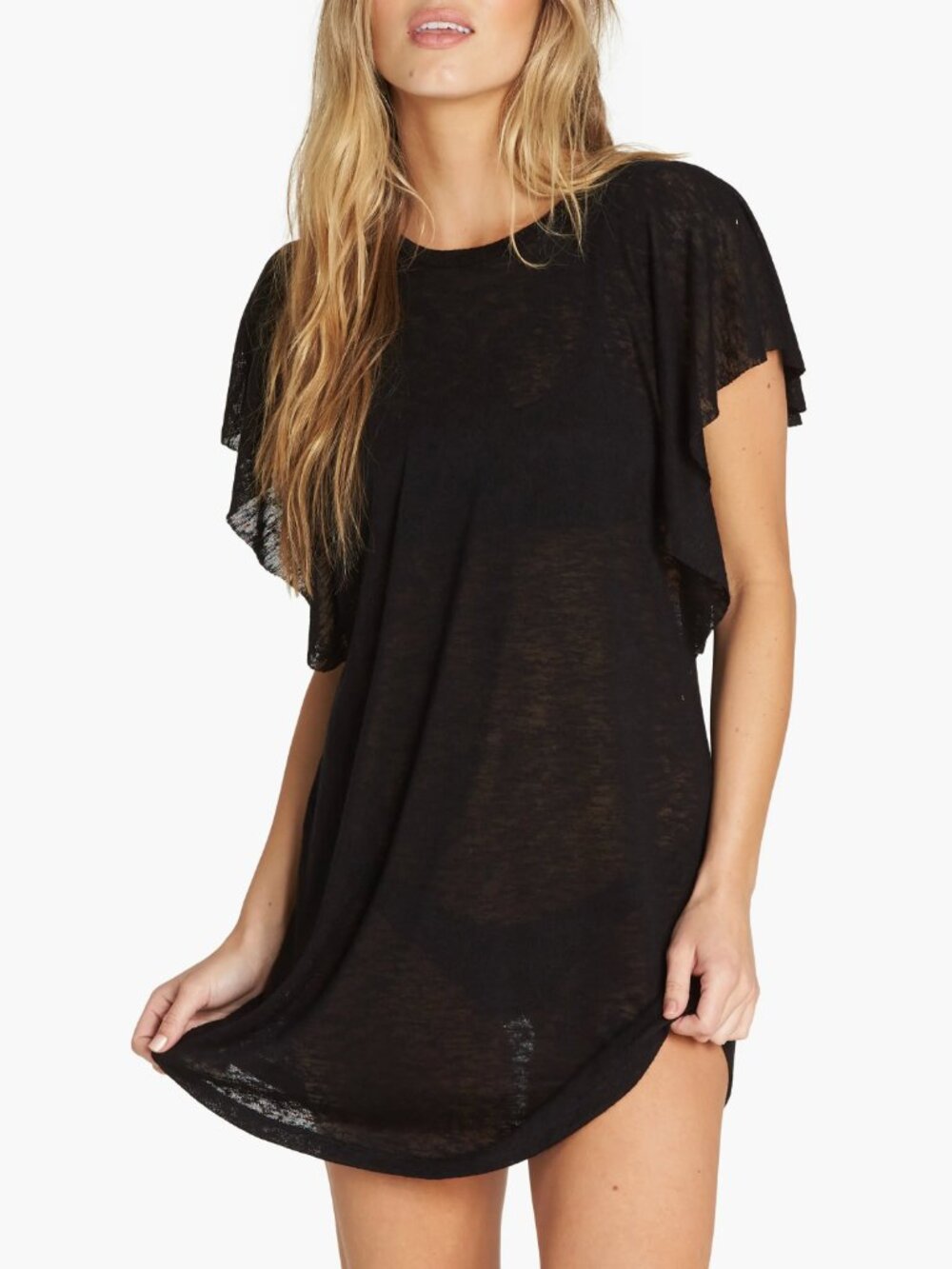 BILLABONG Out For Waves Cover-up Burnout Tunic Dress, Black XL/14 NWT